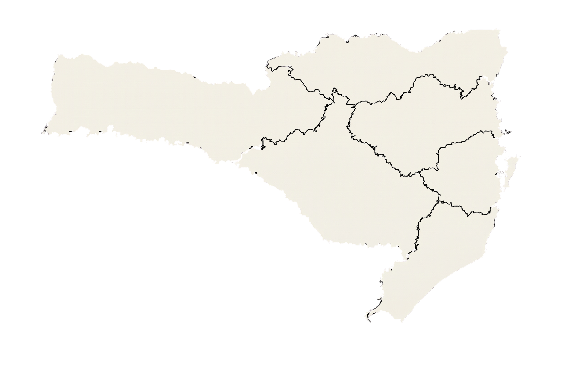 Mapa do estado de Santa Catarina com as regiões atendidas pelo Grupo Cosest